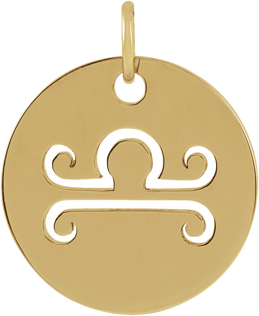 14K Yellow 16.5 mm Libra Zodiac Disc Pendant