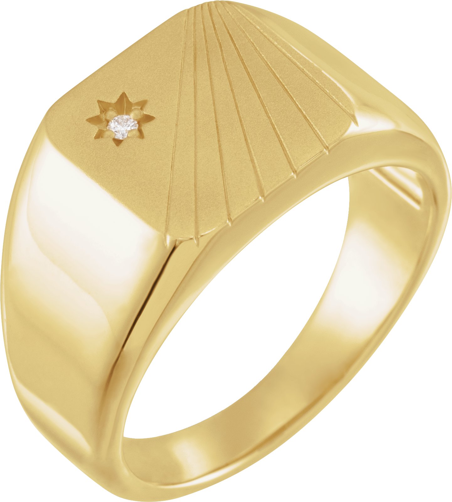 14K Yellow .02 CTW Natural Diamond Celestial Signet Ring