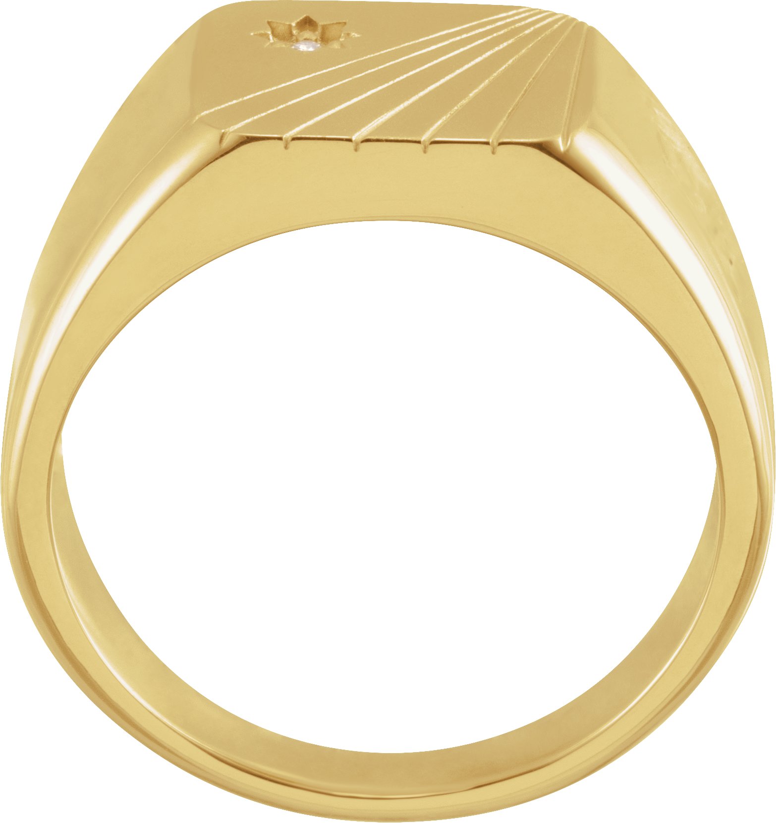 14K Yellow .015 CT Natural Diamond Signet Ring