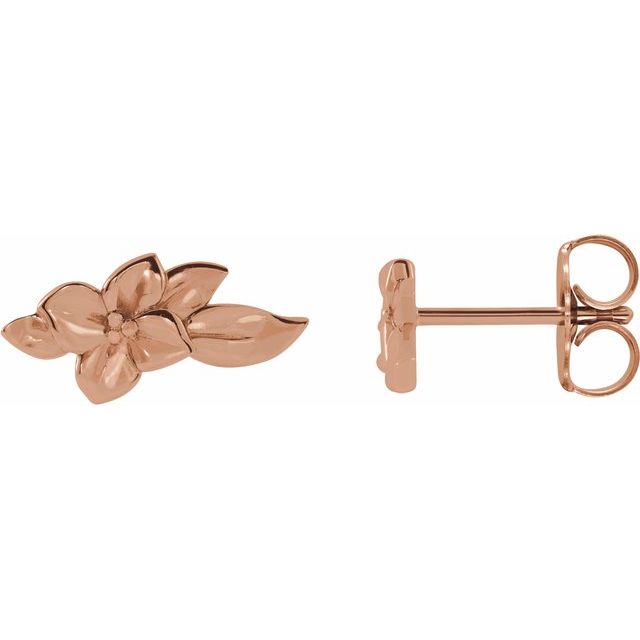14K Rose Flower Earrings