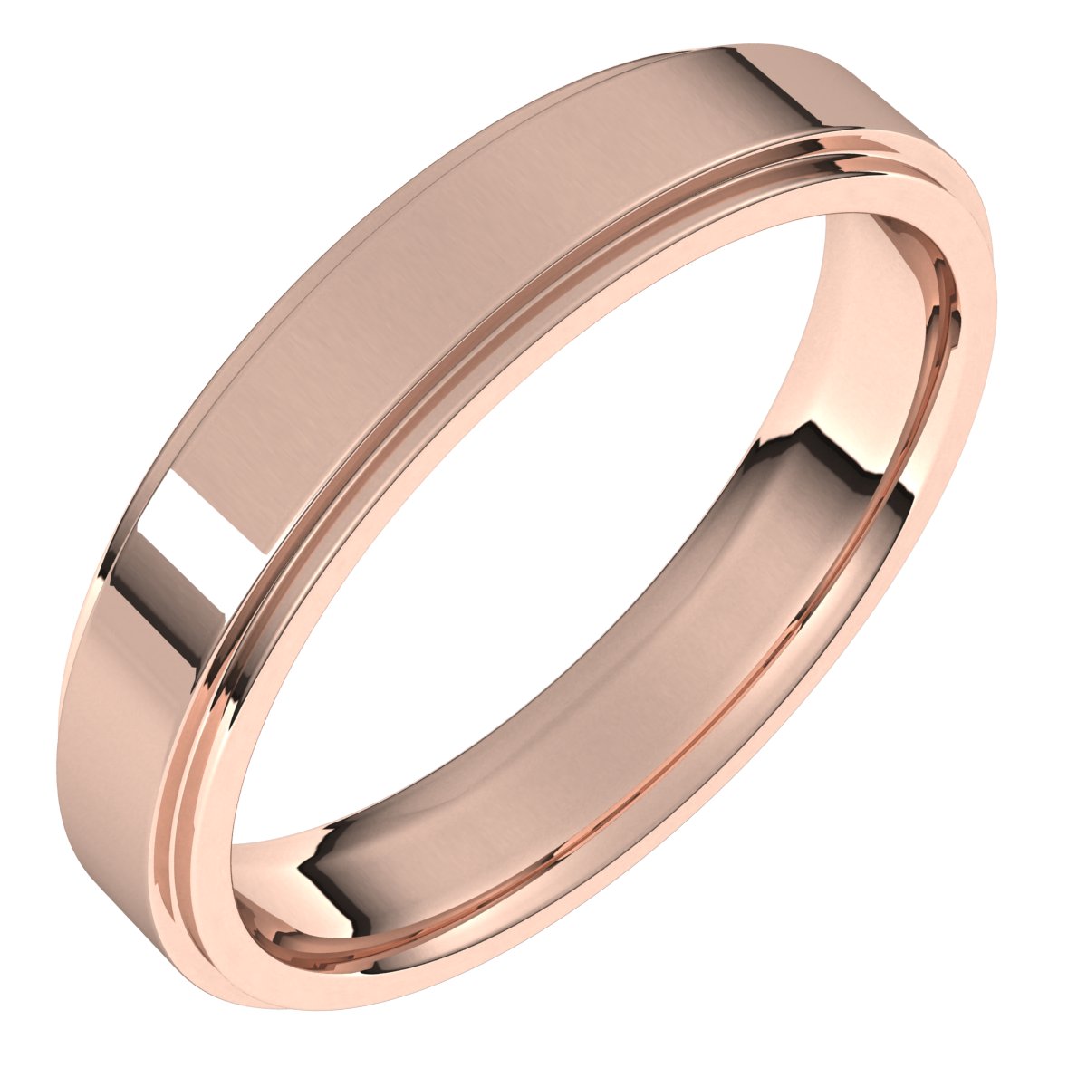 14K Rose 4 mm Flat Comfort Fit Edge Band Size 10