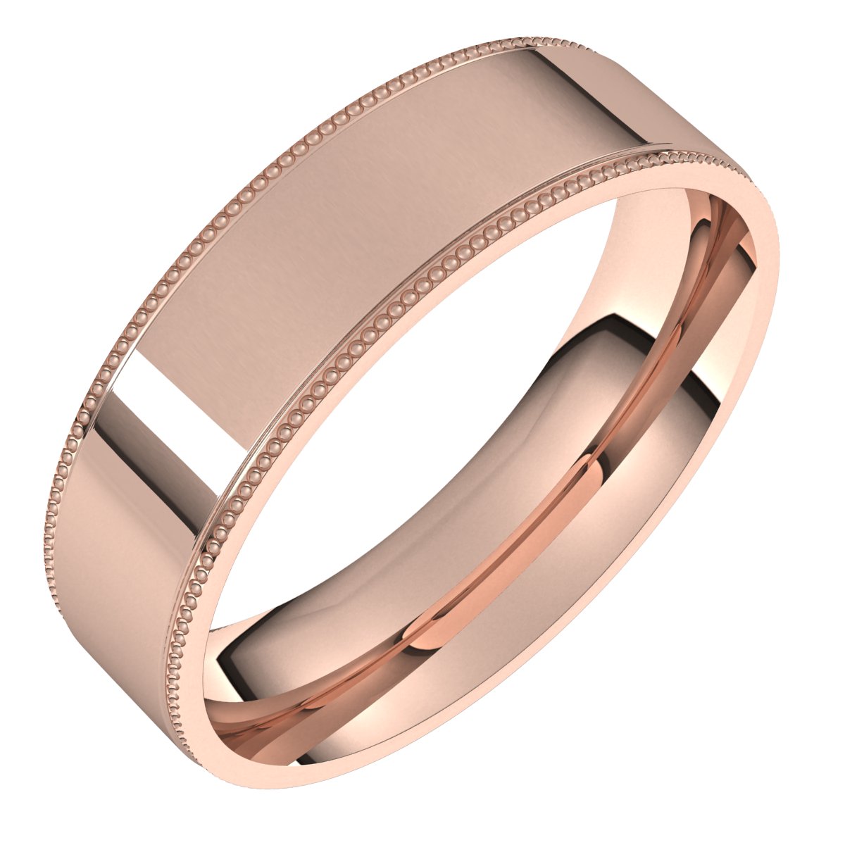 14K Rose 5 mm Milgrain Flat Comfort Fit Edge Band Size 13.5