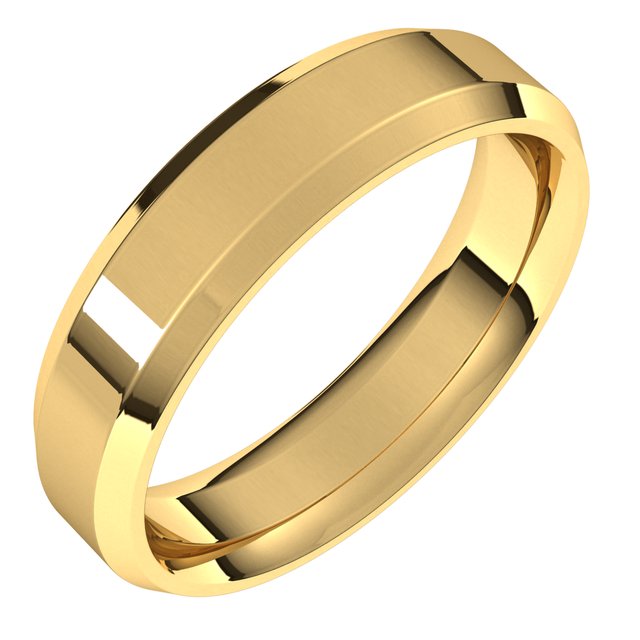 14K Yellow 5 mm Beveled-Edge Comfort-Fit Band Size 10
