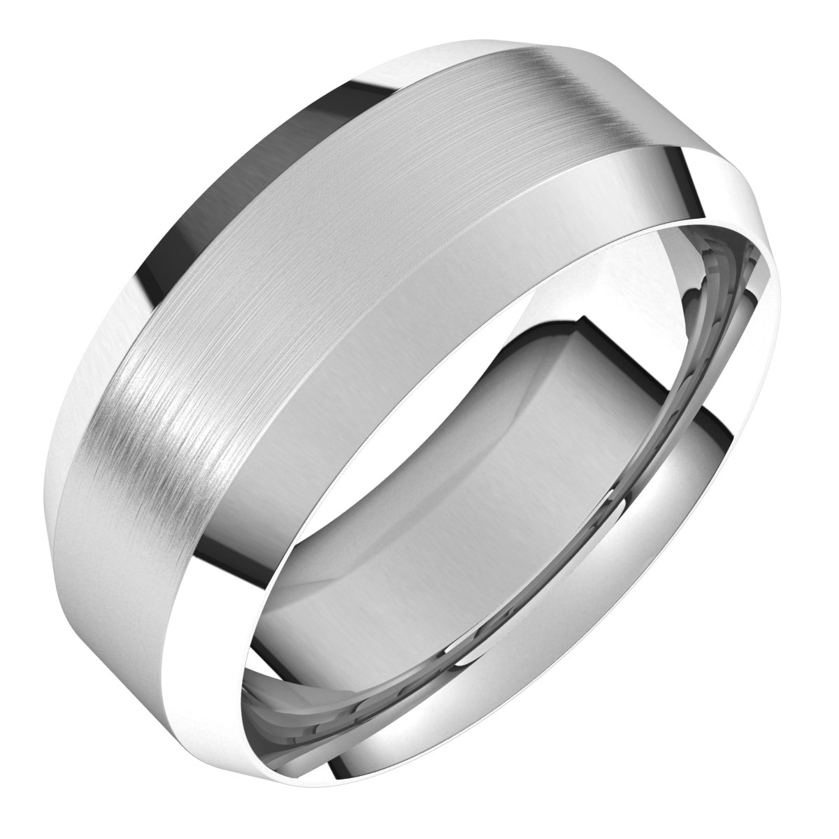 Platinum 8 mm Beveled Edge Comfort Fit Band with Satin Finish Size 8.5