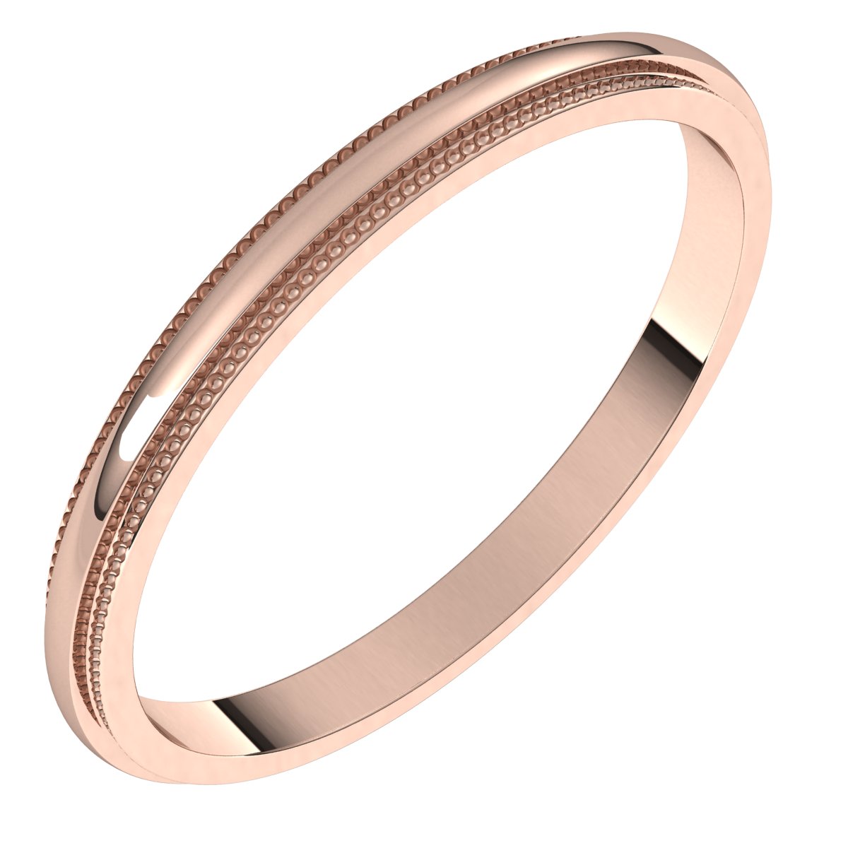 Milgrain Stepped-Edge Half Round Band