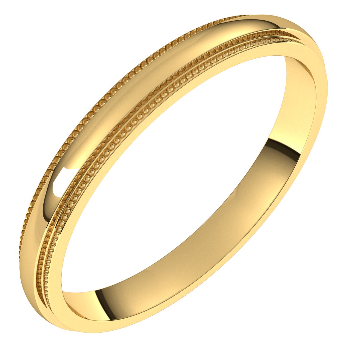 14K Yellow 2.5 mm Milgrain Half Round Edge Band Size 10.5