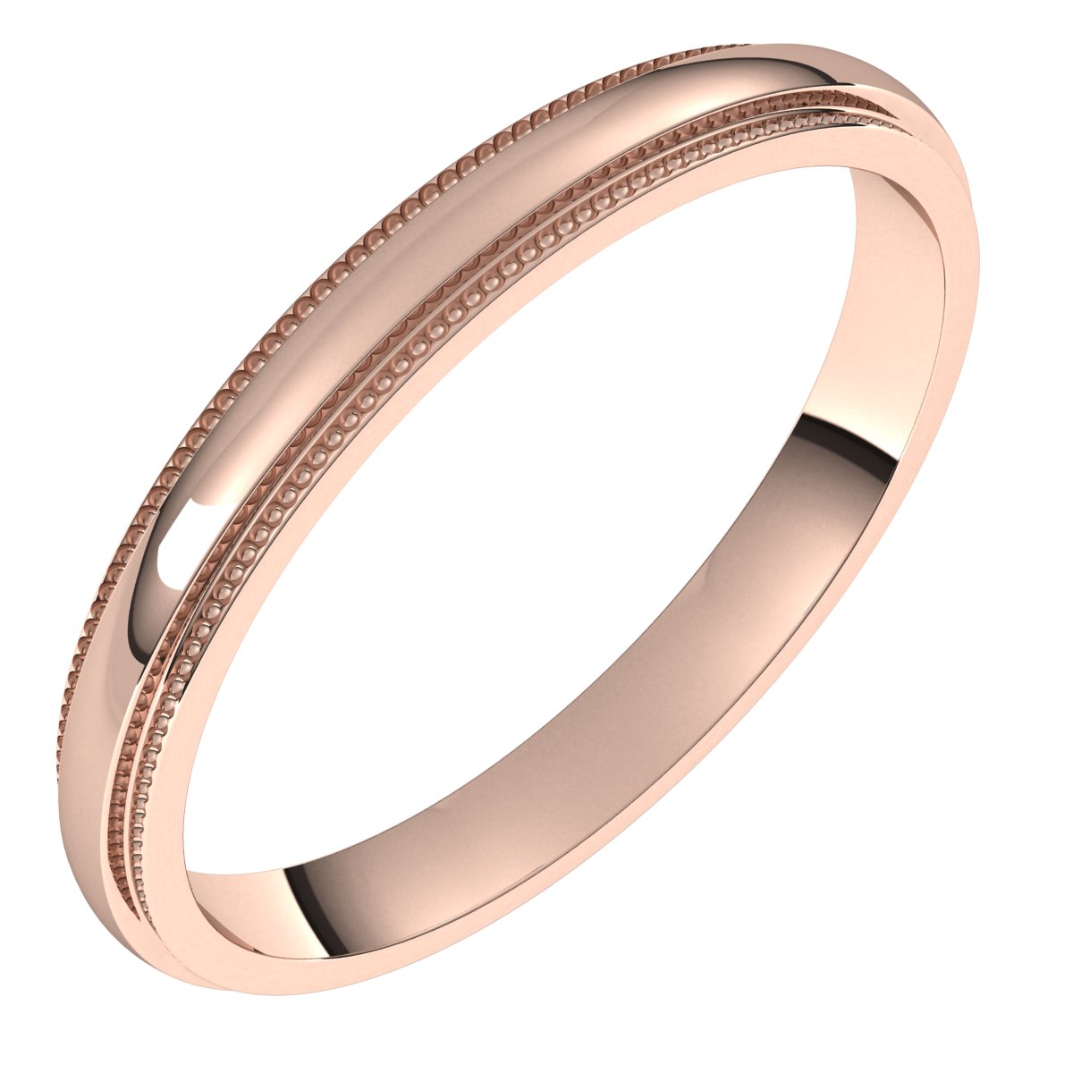 Milgrain Stepped-Edge Half Round Band