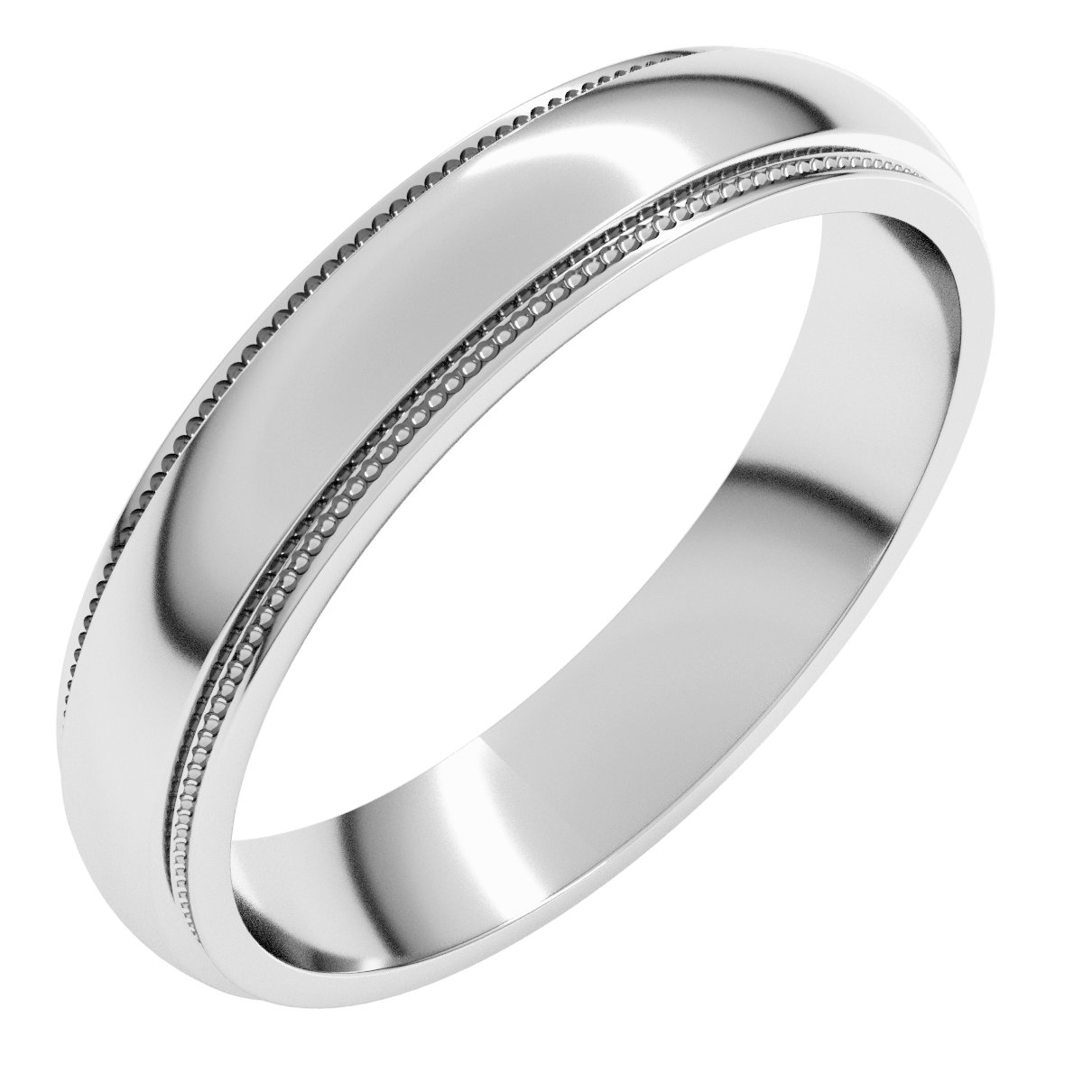 Milgrain Stepped-Edge Half Round Band