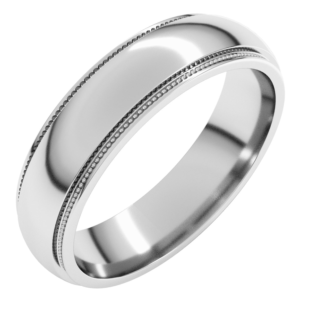 Milgrain Stepped-Edge Half Round Band