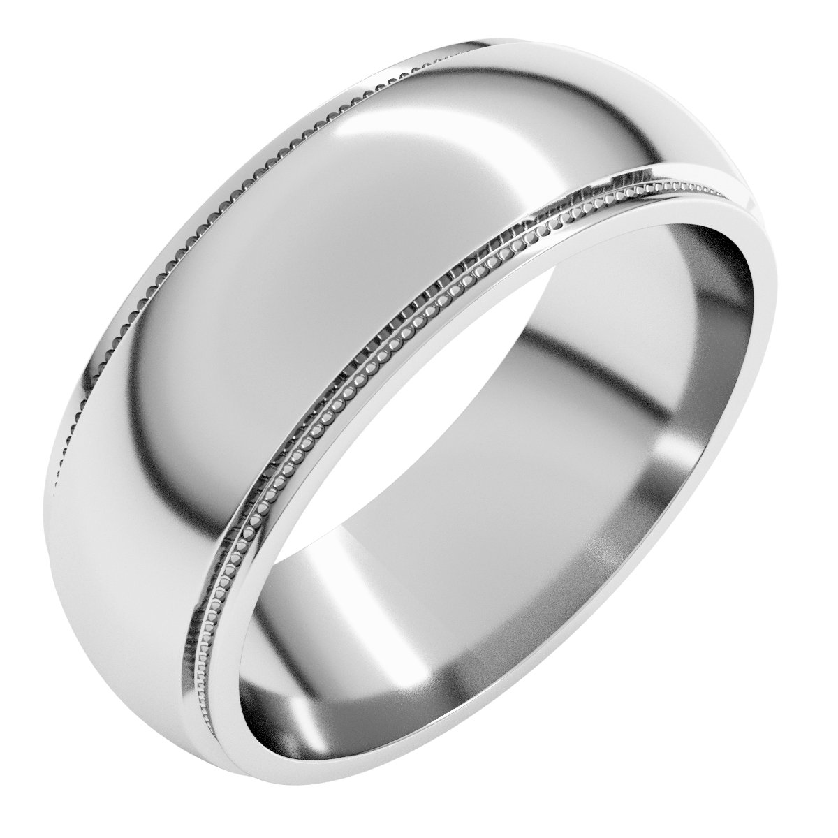 Milgrain Stepped-Edge Half Round Band