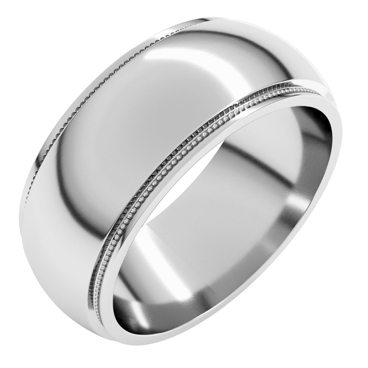 Milgrain Stepped-Edge Half Round Band