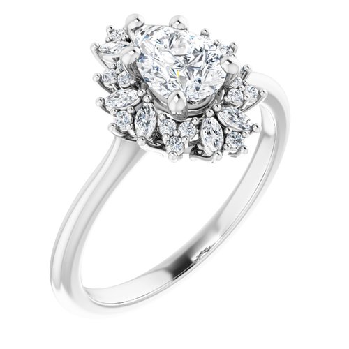 Platinum Pear 1/2 ct Engagement Ring