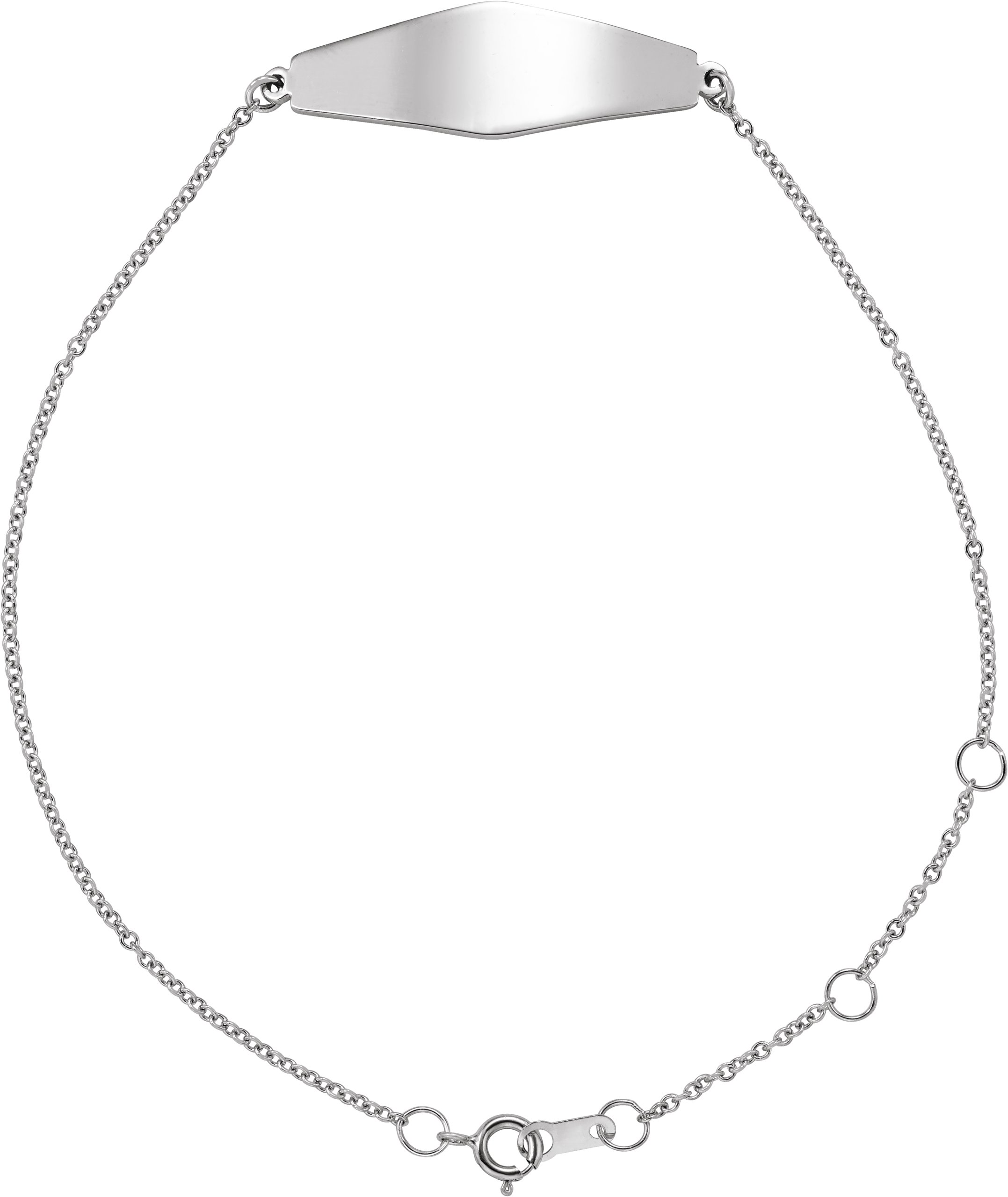14K White Engravable Curved Bar 6 1/2-7 1/2" Bracelet