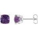 Sterling Silver 6x6 mm Cushion Natural Amethyst Earrings