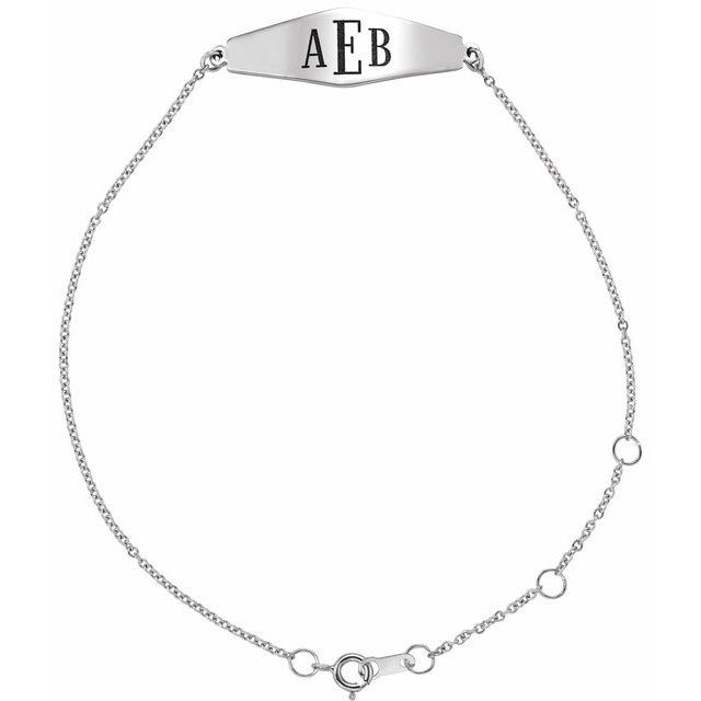 Sterling Silver Engravable Curved Bar 6-7" Bracelet