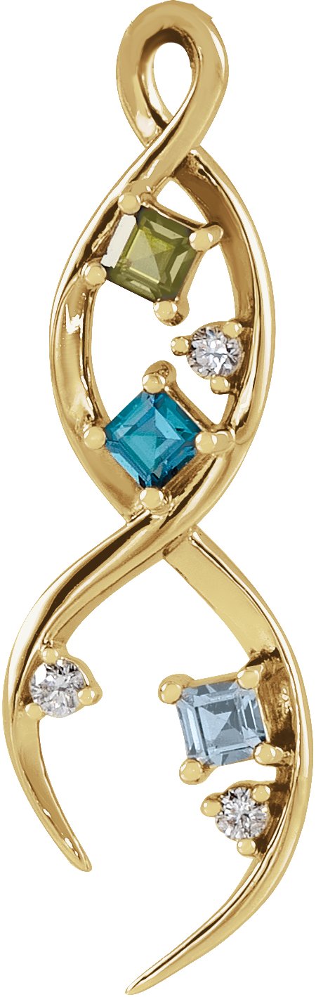 Accented Family Freeform Necklace or Pendant