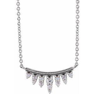 14K White 1/6 CTW Natural Diamond Bar 18" Necklace
