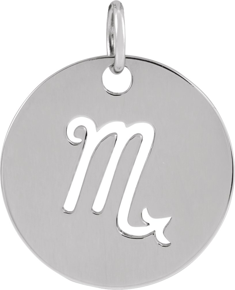 14K White 16.5 mm Scorpio Zodiac Disc Pendant