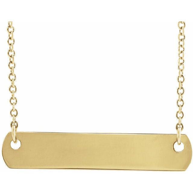 14K Yellow Engravable Bar 18 Necklace