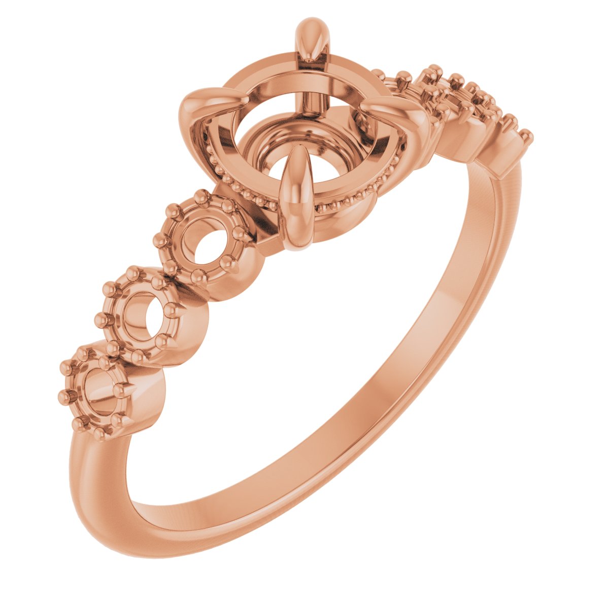 Claw-Prong Rose-Cut Accented Engagement Ring or Band