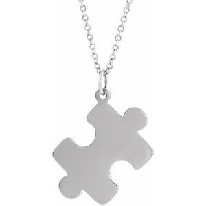 Sterling Silver 15.65x12 mm Puzzle Piece 16-18" Necklace