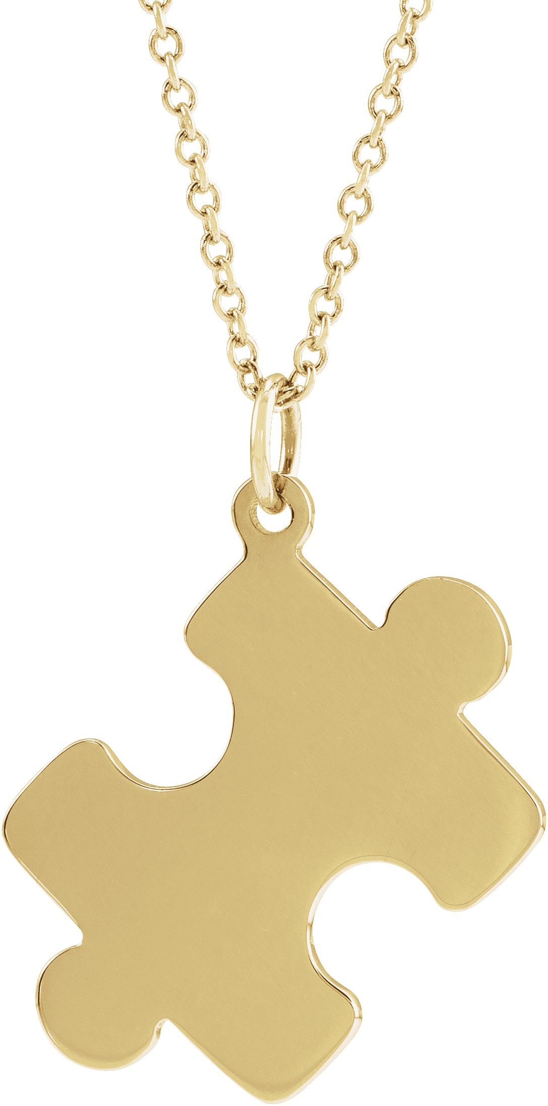 18K Yellow Gold Plated Sterling Silver 15.65x12 mm Puzzle Piece 16 18 inch Necklace Ref. 17554088