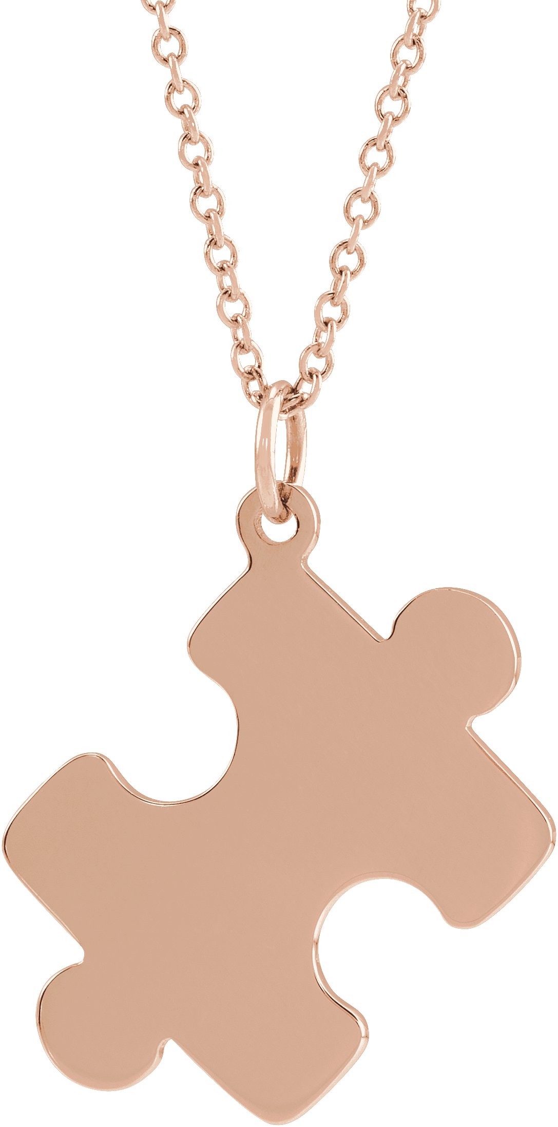 18K Rose Gold Plated Sterling Silver 15.65x12 mm Puzzle Piece 16 18 inch Necklace Ref. 17554092