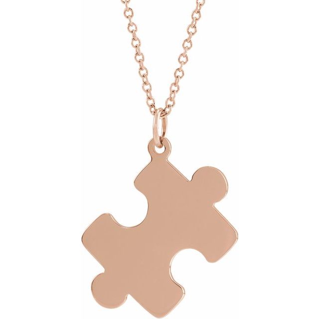 18K Rose Gold-Plated Sterling Silver Engravable Puzzle Piece 16-18" Necklace