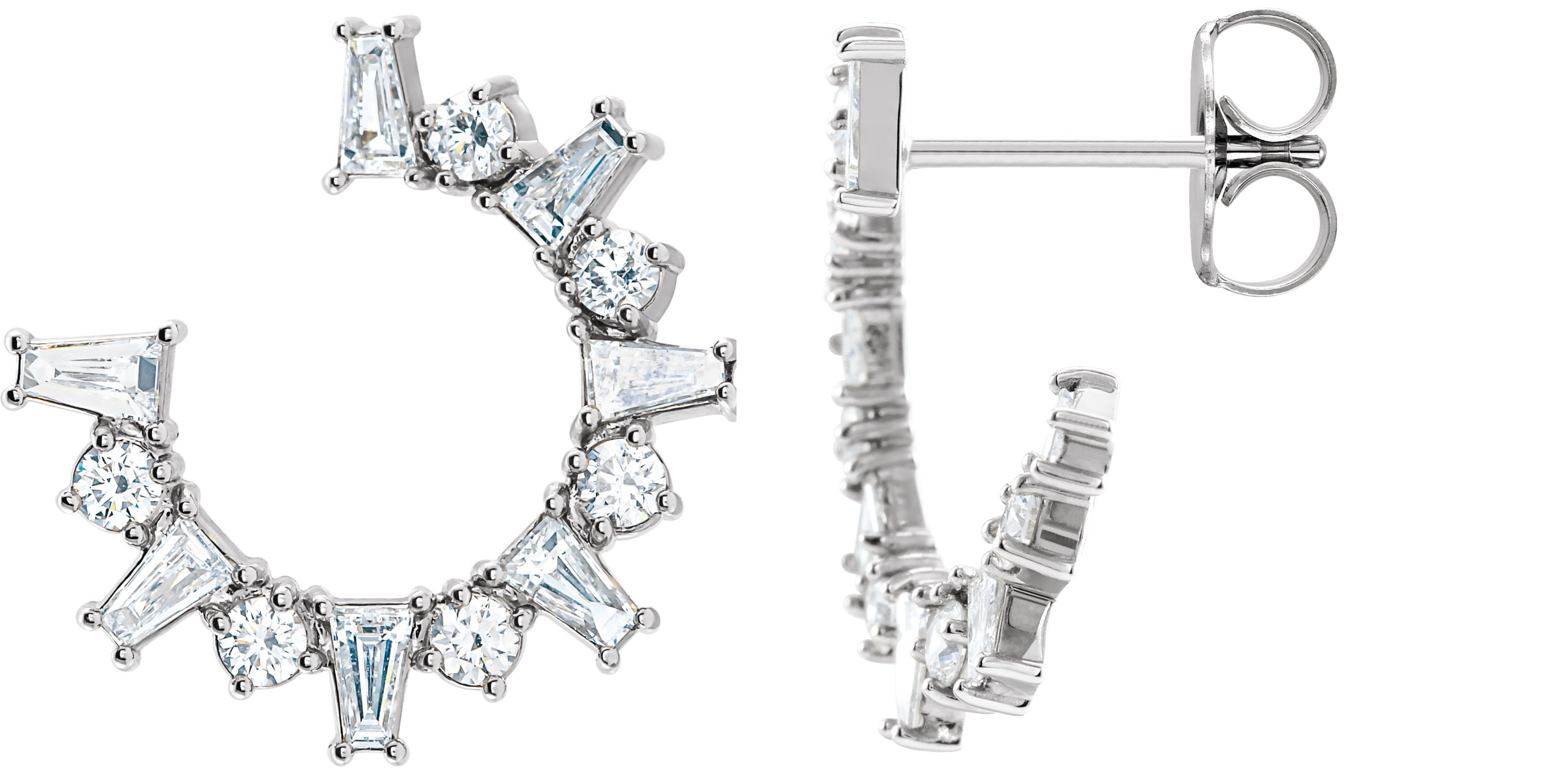 14K White 1 CTW Natural Diamond Front-Facing Hoop Earrings 