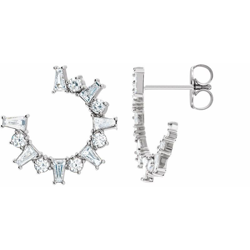 Baguette Front-Facing Hoop Earrings