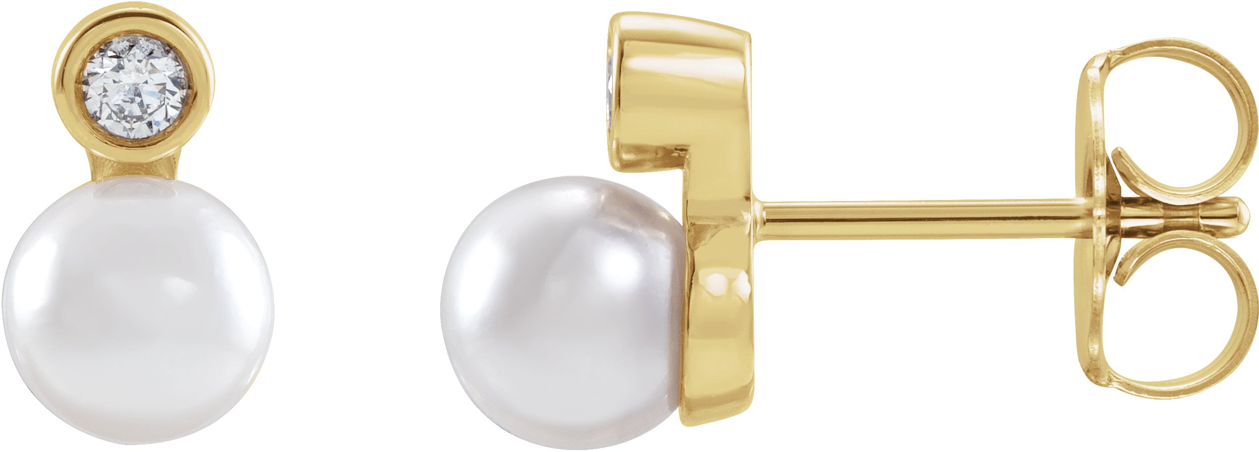 14K White .03 CTW Natural Diamond Semi-Set Earrings for 4-4.5 mm Pearls