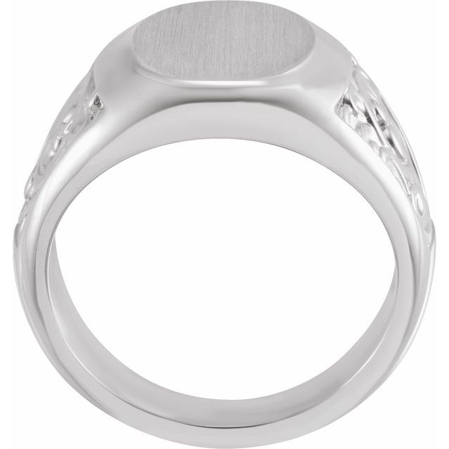 Sterling Silver 14x12 mm Scroll Signet Ring 