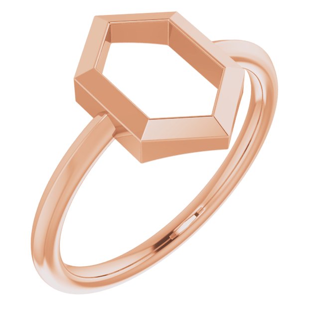 14K Rose Negative Space Hexagon Ring