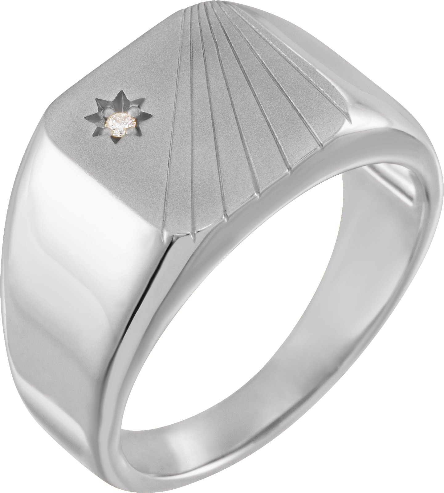 Sterling Silver .015 CT Natural Diamond Signet Ring