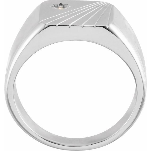 Sterling Silver .015 CT Natural Diamond Celestial Signet Ring