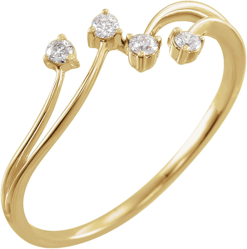 14K Yellow 1/10 CTW Natural Diamond Bypass Ring