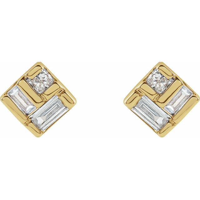 14K Yellow 1/6 CTW Natural Diamond Geometric Earrings