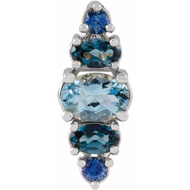 Platinum Natural Blue Multi-Gemstone Bar Pendant
