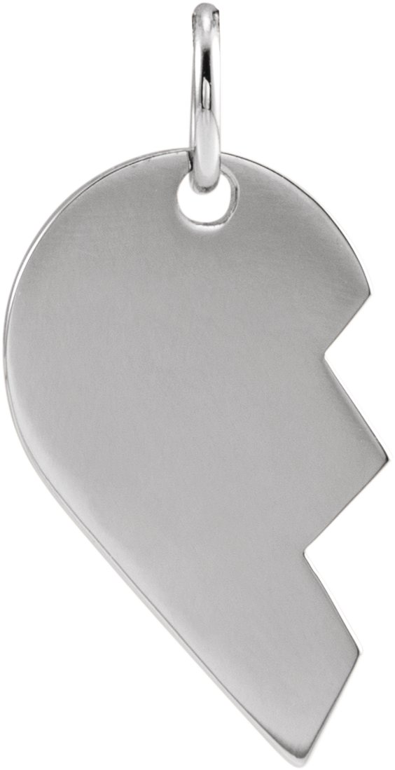 Sterling Silver 17x10 mm Right Broken Heart Pendant 