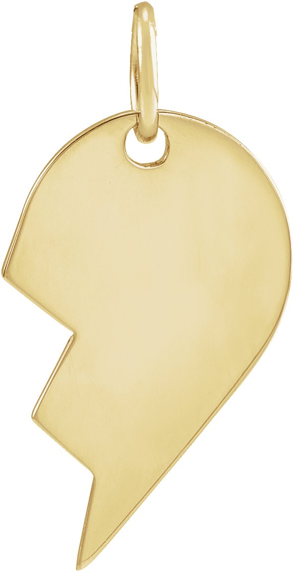 14K Yellow 17x10 mm Left Broken Heart Pendant 