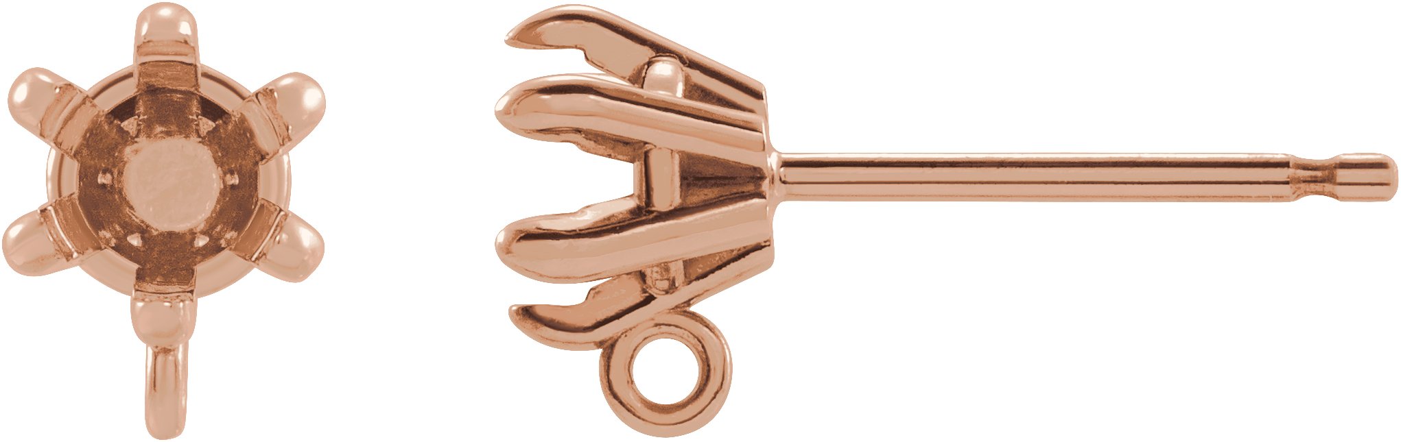 Round 6-Prong Claw Earring Top