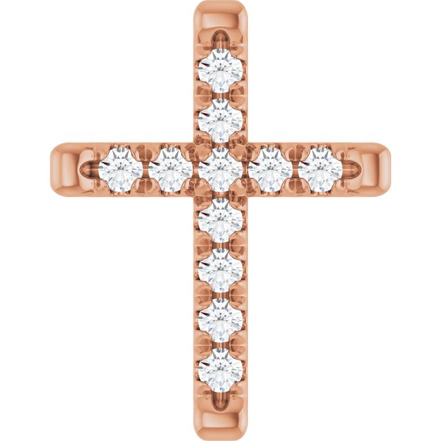 14K Rose 1/5 CTW Natural Diamond French-Set Cross Pendant