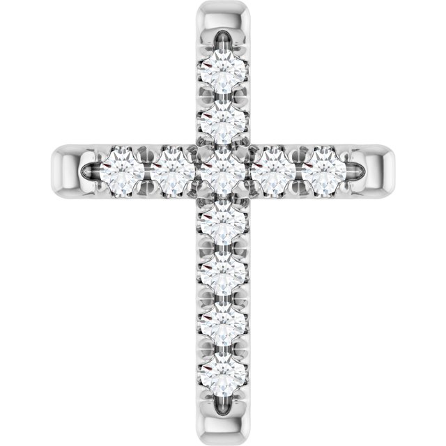 Sterling Silver 1/5 CTW Natural Diamond French-Set Cross Pendant