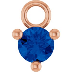 14K Rose Lab-Grown Blue Sapphire Dangle
