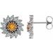 Sterling Silver 4.5 mm Natural Citrine & 1 3/8 CTW Natural Diamond Earrings