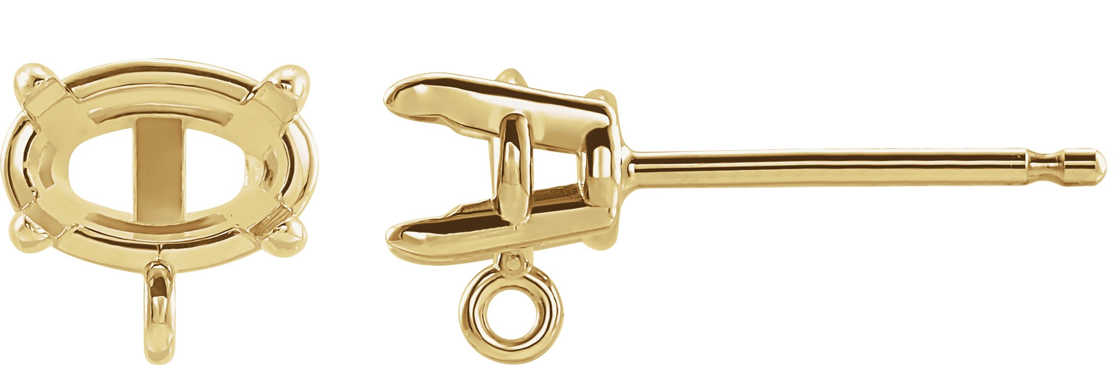 Oval 4-Prong Claw Earring Top