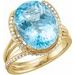 14K Yellow Natural Swiss Blue Topaz & 1/2 CTW Natural Diamond Spiral Ring