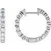 14K White 1 CTW Lab Grown Diamond Inside Outside Hinged 19.3 mm Hoop Earrings Ref 17059015
