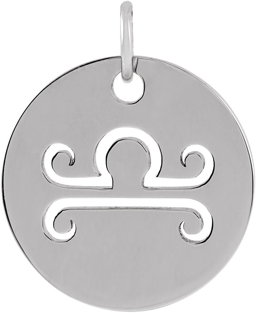 14K White 16.5 mm Libra Zodiac Disc Pendant