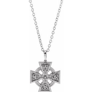 Sterling Silver Celtic Cross 20" Necklace 